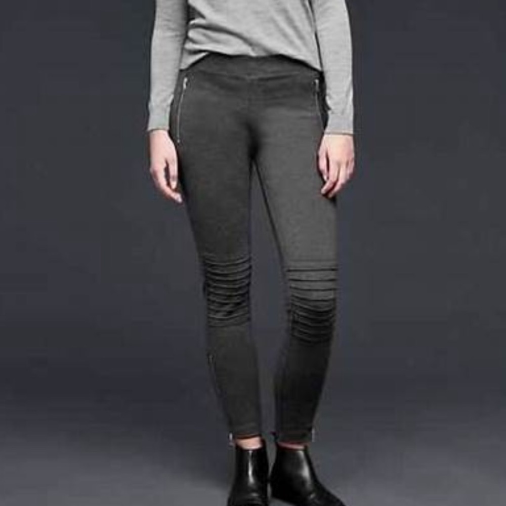 Gap Gray Ponte Moto Leggings Zip Medium M